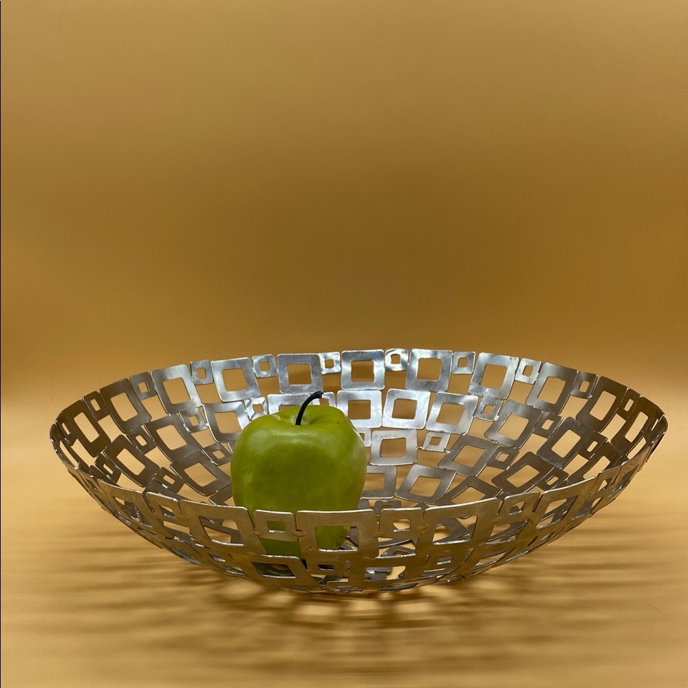 Vintage large brutalist silver fruit bowl - 0021IG
